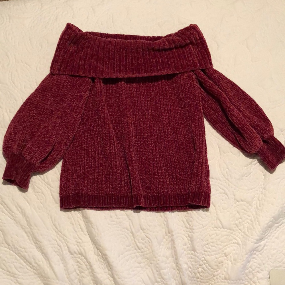 Pink Rose Knit Off the Shoulder Sweater